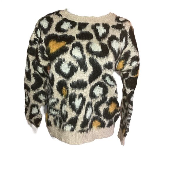 Silverflint Vintage Cheetah Blush Pink Yellow Long-Sleeve Sweater Size S NWOT - Picture 1 of 5